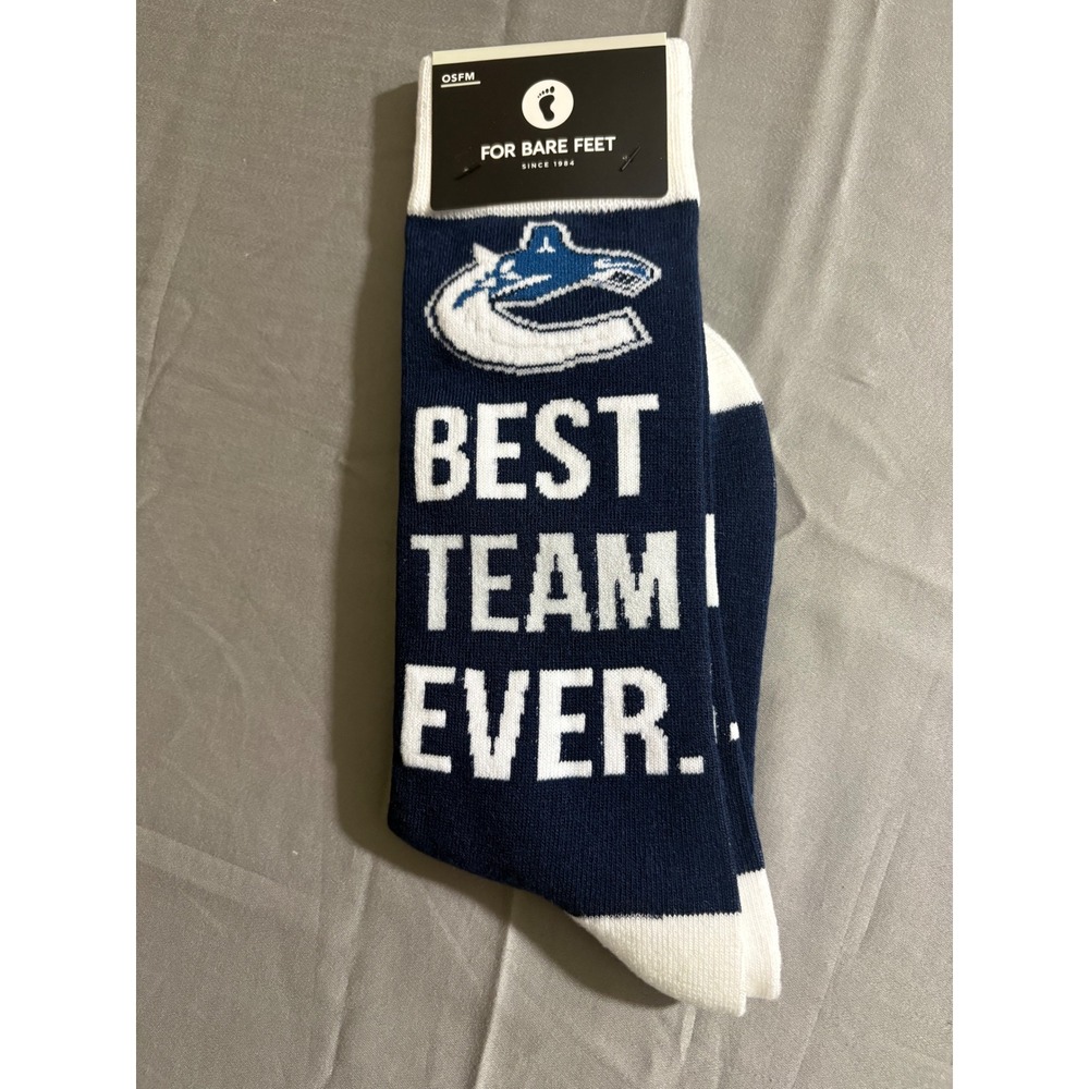 For Bare Feet Vancouver Canucks NHL Best Team Ever Socks Navy Blue OSFM New nwt